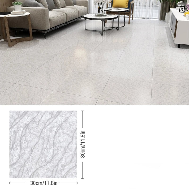 ANYHOUZ 10pcs Off White Vinyl Wall Tile Root Stain Marble 3D Waterproof