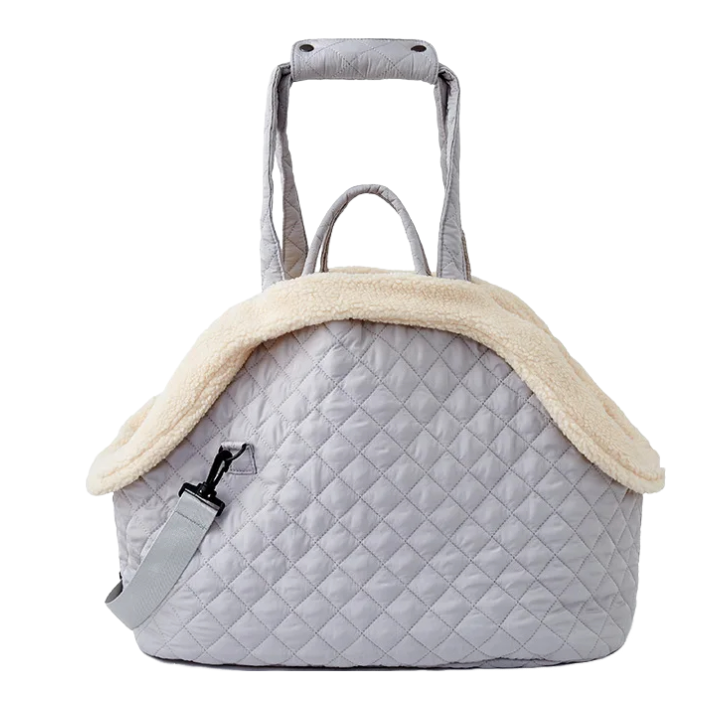 ANYWAGS Pet Carrier Thicken Grey Korean Inspired Pet Hand Bag or Shoulder Bag with Quilted Cotton Portable Bag