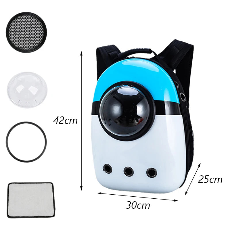 ANYWAGS Pet Carrier Blue and White No Print Breathable Space Capsule Travel On the Go Bag For Pet