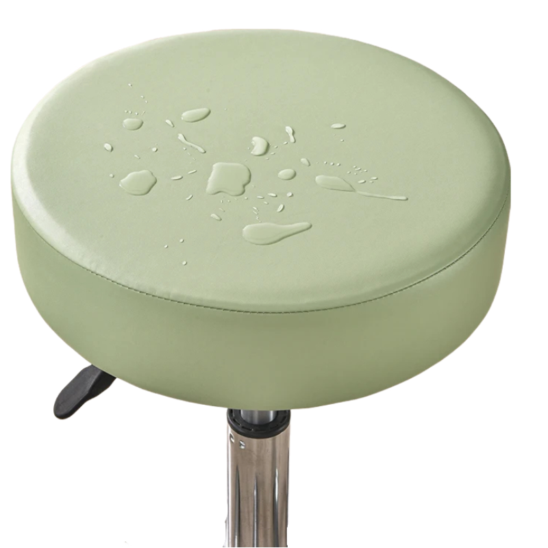 ANYHOUX Barstool Cushion Cover Green Elastic Bands Slipcover for Swivel Chair Barstool Washable PU Leather Cushion Cover