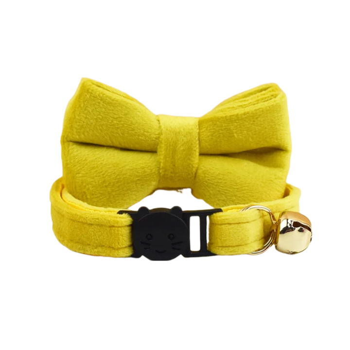 ANYWAGS Cat Collar Mustard Yellow Small Bow with Safety Buckle, Bell, and Durable Strap Stylish and Comfortable Pet Accessory