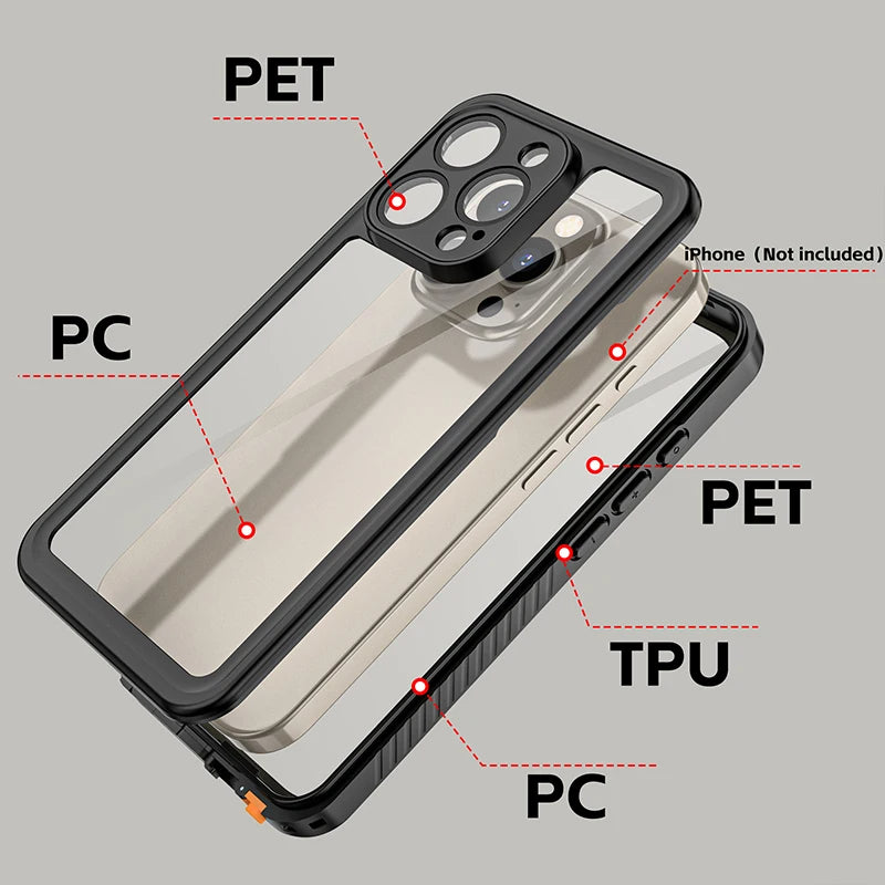 ANYMOB iPhone Case Black Shellbox Waterproof Military Grade Protection Defender Cover