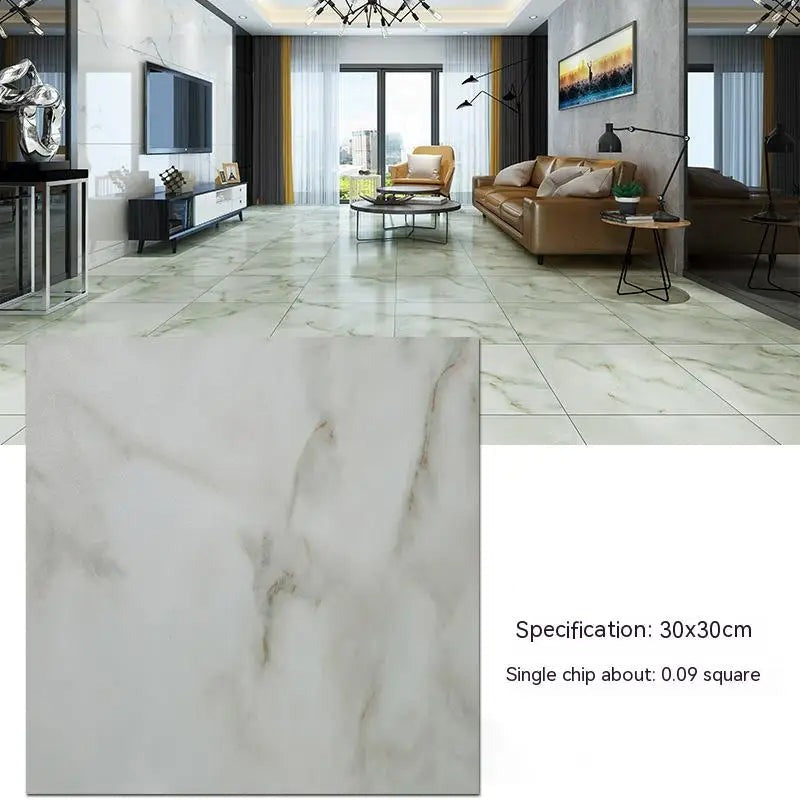 ANYHOUZ 10pcs Cream White Vinyl Floor Tile Self-Adhesive 3D Waterproof