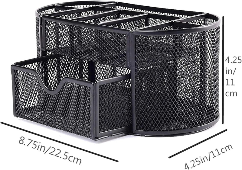 “AnyCraft Black Metal Mesh Desk Organizer with Large‑Capacity Compartments for Office & School Supplies”