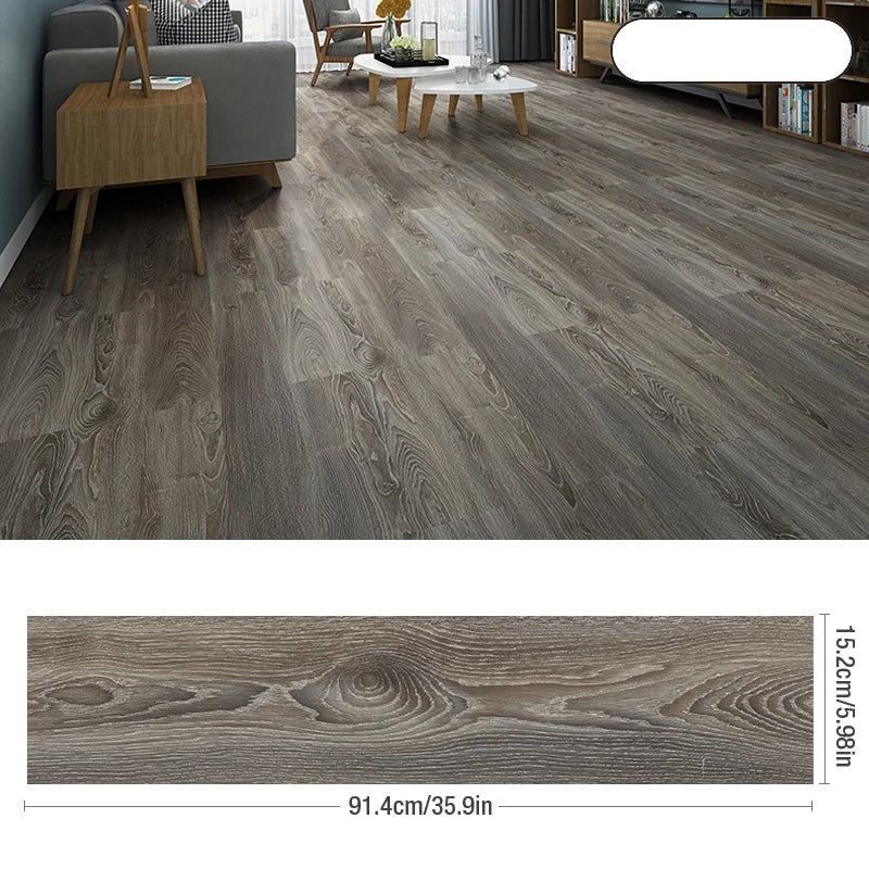 ANYHOUZ 5pcs Dark Driftwood Vinyl Floor Tile Wood Grain 3D Waterproof