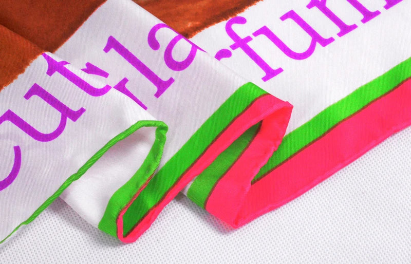 Anyyou Scarf for Women Dark Pink Lovely Bear Letters Twill Scarves Wraps Ladies Fashion Autumn Winter 90*90cm Dark Pink Silk Shawl