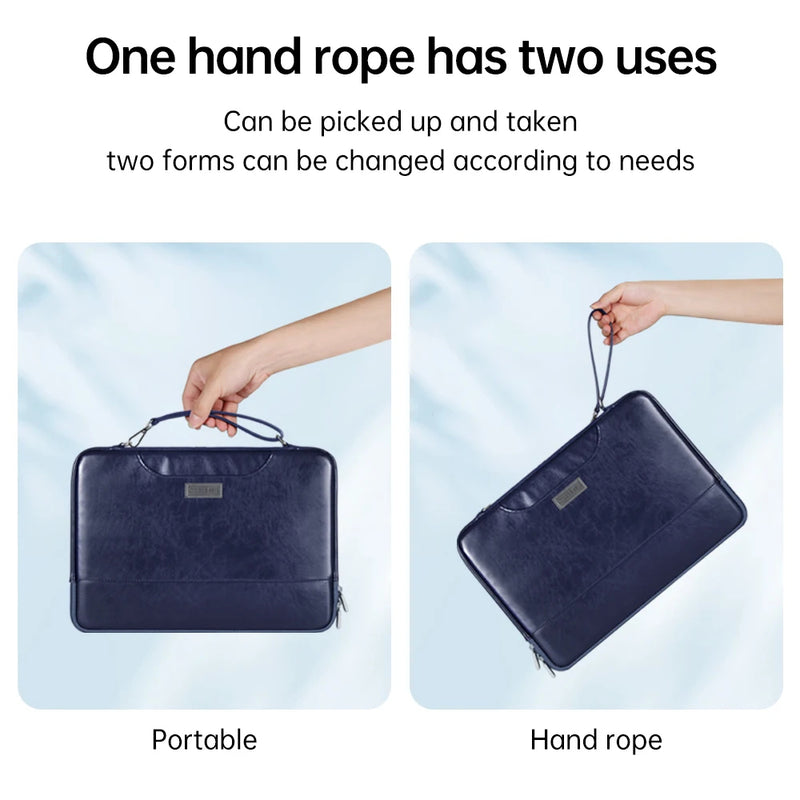 ANYPACK Laptop Handbag Black Vegan Leather Sleek Protector Durable Lightweight For Travel And Work