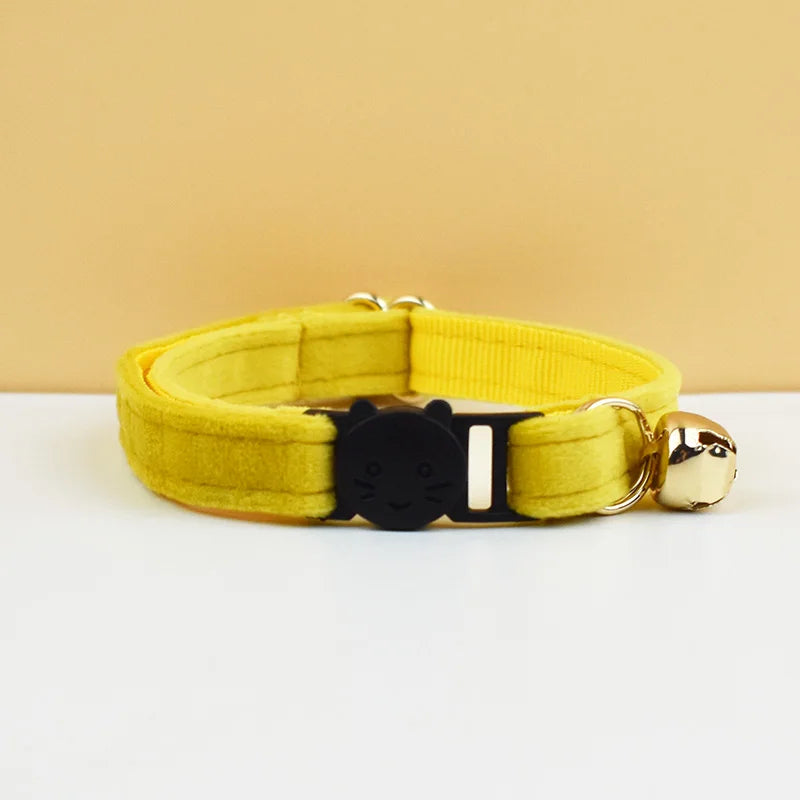 ANYWAGS Cat Collar Mustard Yellow Small with Safety Buckle, Bell, and Durable Strap Stylish and Comfortable Pet Accessor