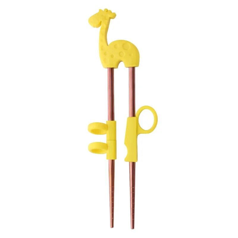 Anygleam Chop Stick Yellow Giraffe 1 Pair Reusable Red Rainbow  Stainless Steel Cartoon for Kids and Children Kitchen Accessories