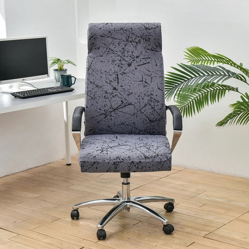 Anyseat Office Chair Cover Dark Grey Scratch Design Large Non-Slip Rotating Seat Case Universal Armrest Chair Protector