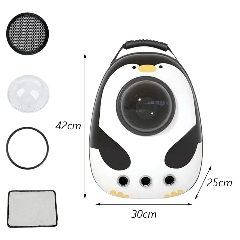 ANYWAGS Pet Carrier White Penguin Print Breathable Space Capsule Travel On the Go Bag For Pet