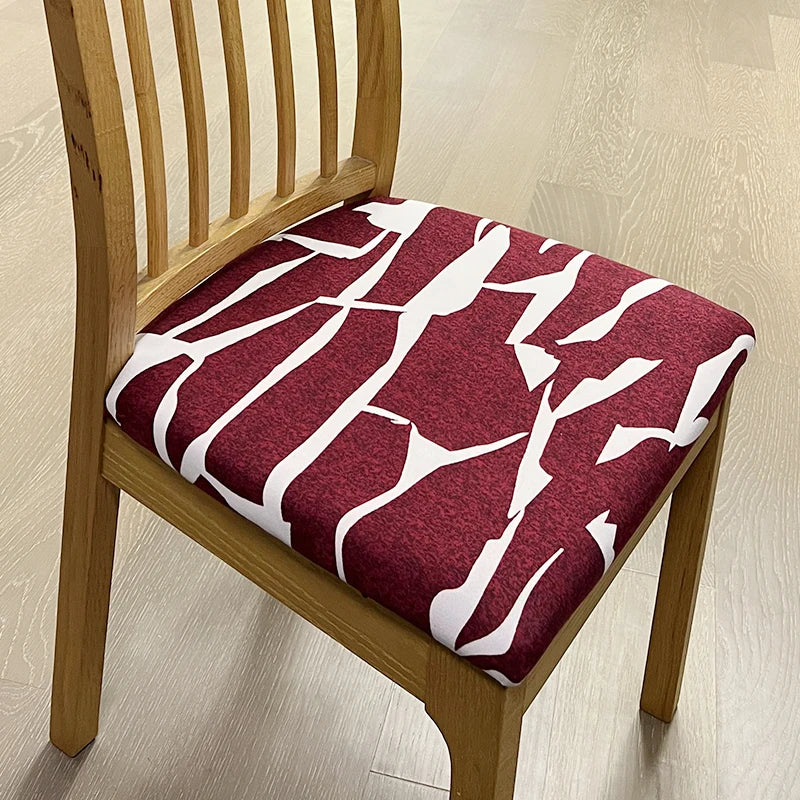 Anyseat Chair Cover Wine Red White Cracks Print Stretch Seat Cover for Home Dinning Kitchen Washable Removable