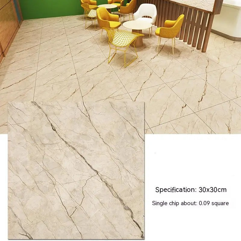 ANYHOUZ 10pcs Cream Vinyl Floor Tile Crack Self-Adhesive 3D Waterproof