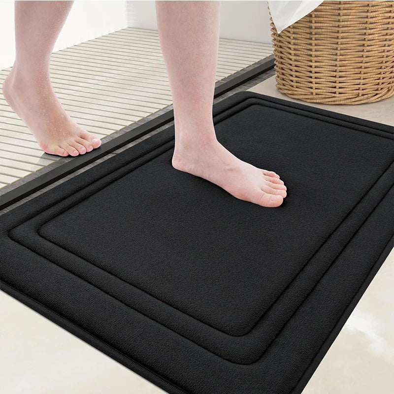 Anymat Doormat Black Double Frame Memory Foam Non Slip Dirt Trap Water Absorbing Mat