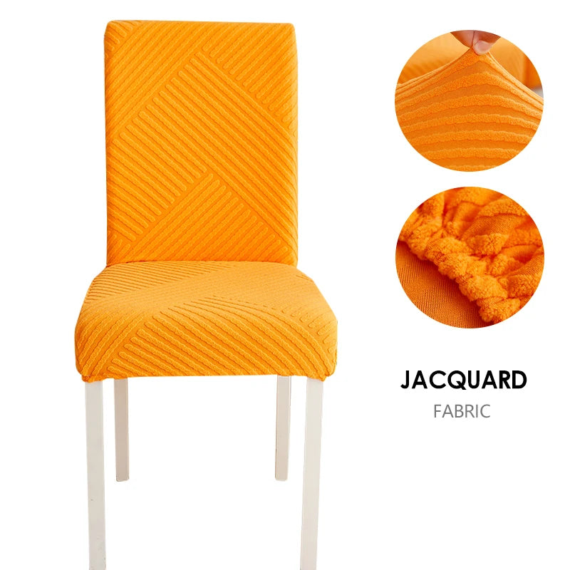 Anyseat Chair Cover Orange Knitted Lines Design with Anti-Dirt and Elastic Material for Dining Room Kitchen Wedding Hotel Banquet Restaurant