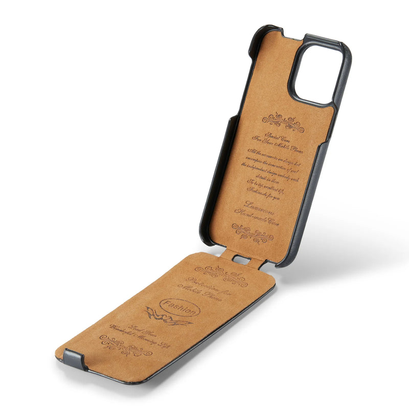 ANYMOB iPhone Case Brown Fierre Shann Vertical Flip Leather Stylish Protective Mobile Cover