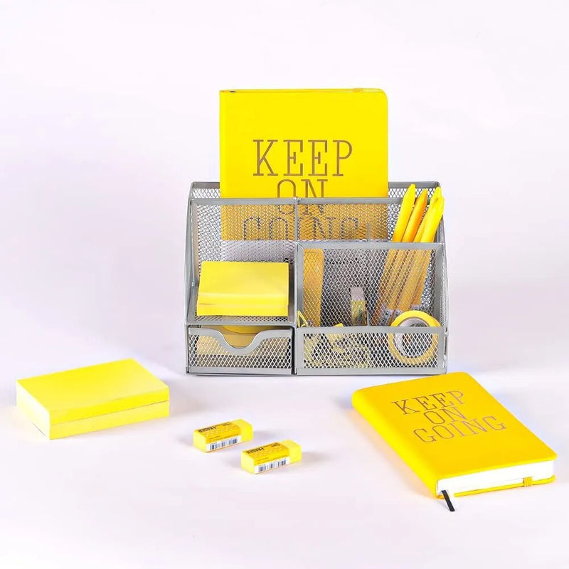 “AnyCraft Silver Mesh Desk Organizer with Multi‑Compartment Storage for Office & School Supplies”