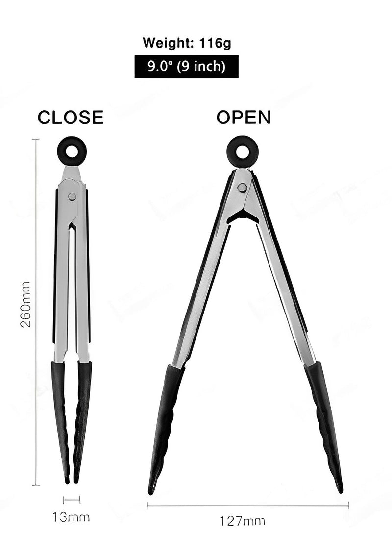 Anygleam Tong Stainless Steel Small Khaki Handle Clip Heat Resistant Cooking Baking Salad Steak Kitchen Gadget