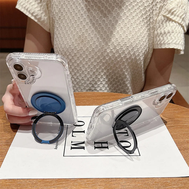 ANYMOB iPhone Case Blue Magnetic Rotating Stand Lightweight Clear Rugged Cover