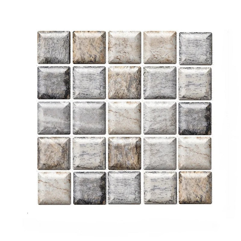 ANYHOUZ 10pcs Vinyl Wall Tile Square Pebble Pattern 3D Waterproof