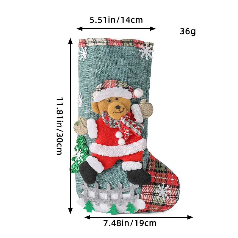 ANYDECO Christmas Stockings Plush Hanging Socks Candy Gift Bag Ornament