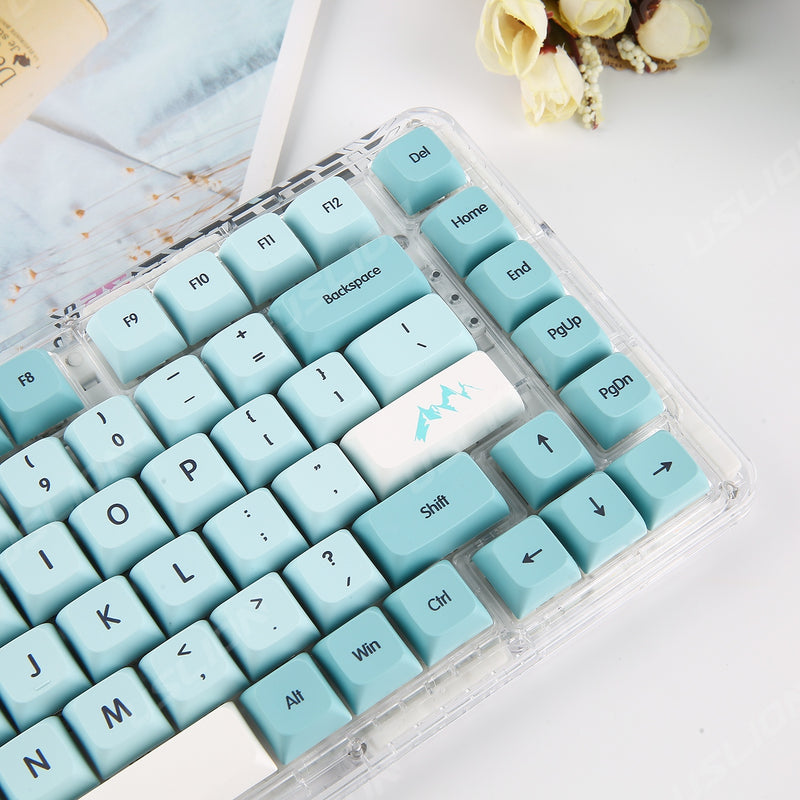 Anymob Keycap Keyboard Ice Blue 126 English keys Personality Mechanical Switch Keys Bag Pack