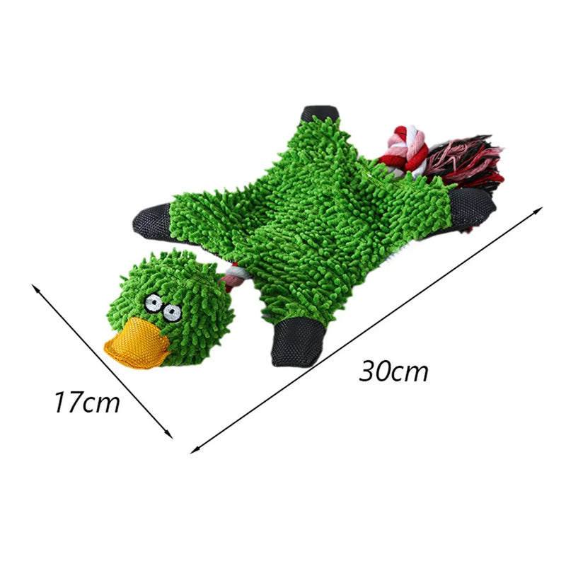 ANYWAGS Pet Toys Green Plush Squeaky Duck Soft Play Gear