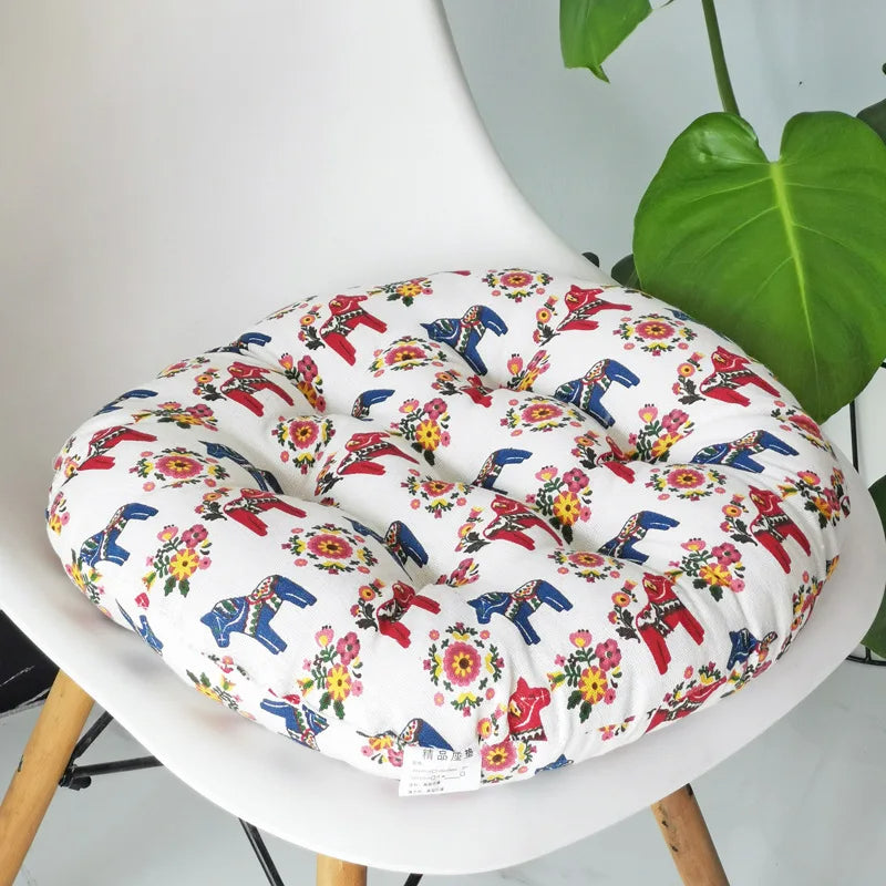Anypillow White Chair Pad with Mixed Print Cushion