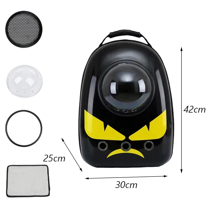 ANYWAGS Pet Carrier Big Yellow Eyes Print Breathable Space Capsule Travel On the Go Bag For Pet