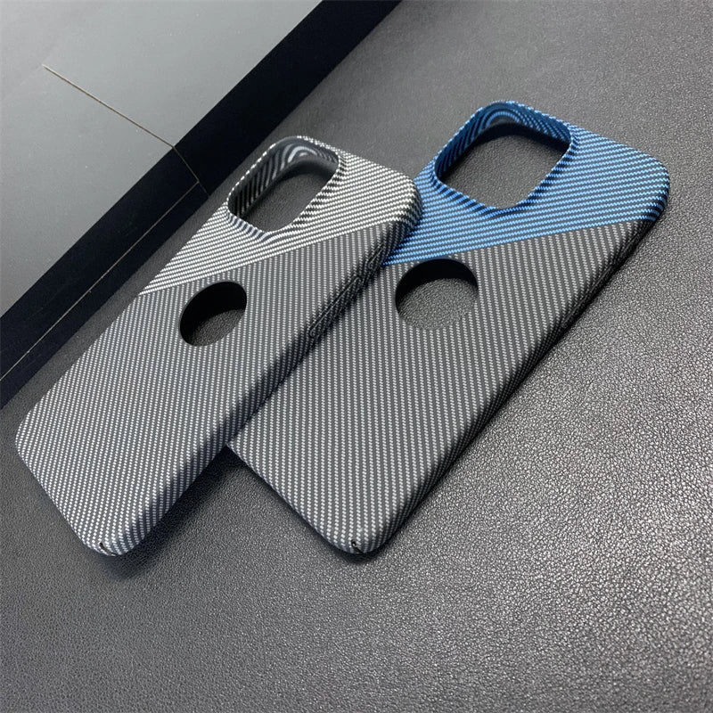 ANYMOB iPhone Case Black Blue Slim Carbon Fiber Stylish Protective Mobile Cover