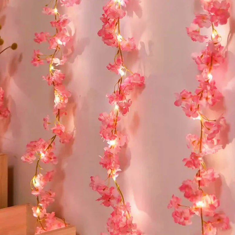 ANYDECO String Gleam Cherry Blossom Pink LED Artificial Hanging Lights for Party Decor