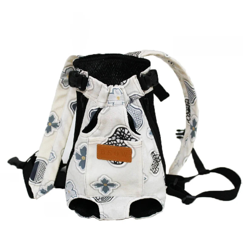 ANYWAGS Pet Carrier Gray Flower 3XL Denim Breathable Travel Backpack for Large 3XL Pets with Pockets for Carrying Supplies