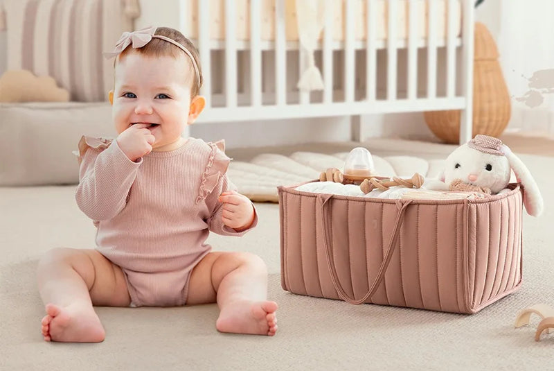 Anysort Mommy Diaper Bag Rectangular Line Pattern Basket Storage Stackers And Caddies Storage Organizer