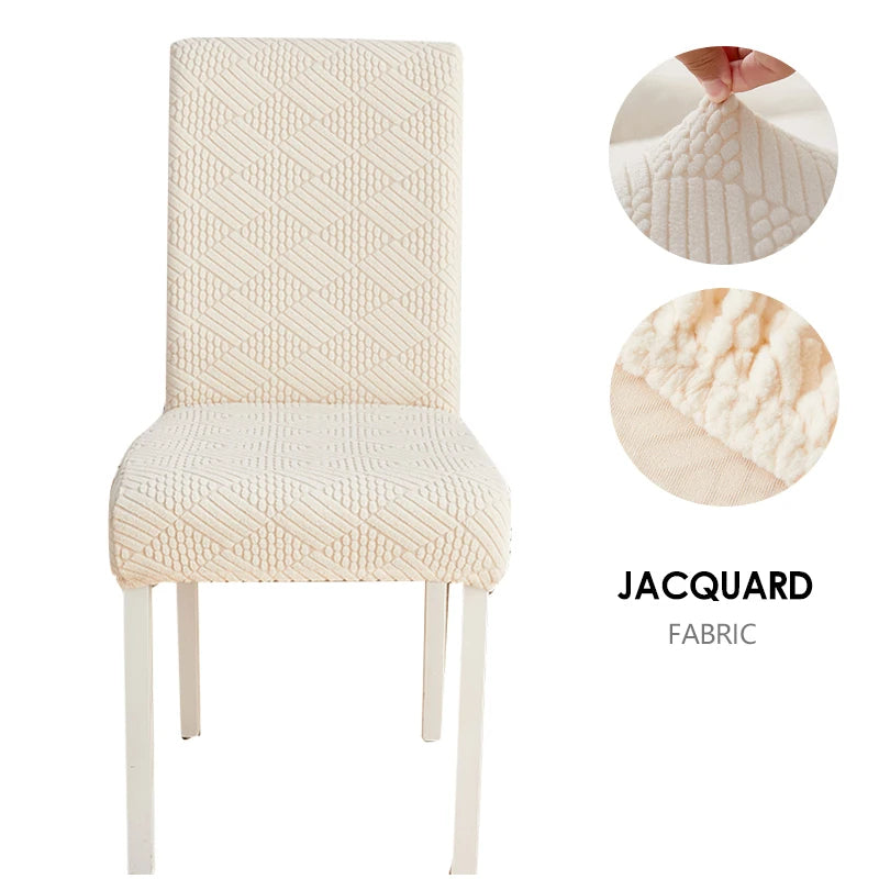 Anyseat Chair Cover Beige Checkered Line Design with Anti-Dirt and Elastic Material for Dining Room Kitchen Wedding Hotel Banquet Restaurant