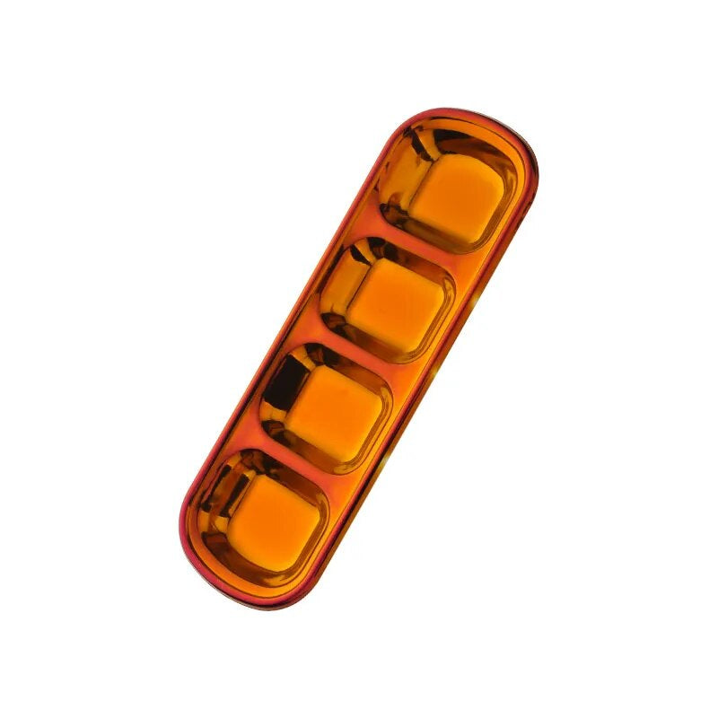 Anygleam Red Rainbow Stainless Steel 4 Grid Seasoning Sauce Dish Plates Dipping Kitchenware