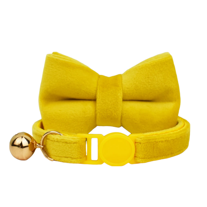 ANYWAGS Cat Collar Yellow Bow Small with Safety Buckle, Bell, and Durable Strap Stylish and Comfortable Pet Accessor