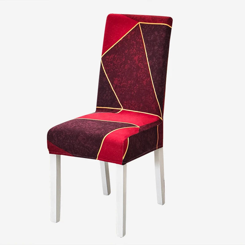 Anyseat Chair Cover Red and Maroon with Shapes Design with Anti-Dirt and Elastic Material for Dining Room Kitchen Wedding Hotel Banquet Restaurant
