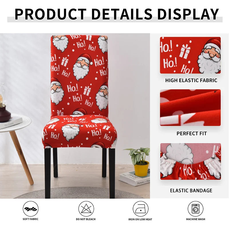 Anyseat Chair Cover Red Christmas Deer Design Stretchable Dining Slipcover