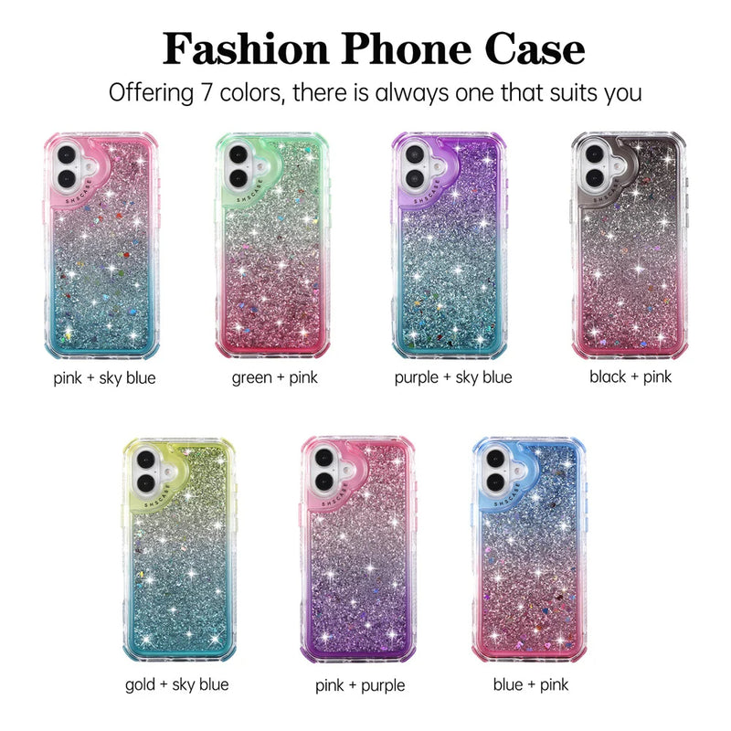 ANYMOB iPhone Case Purple Blue Luxury Gradient Quicksand Shockproof Defender Back Cover