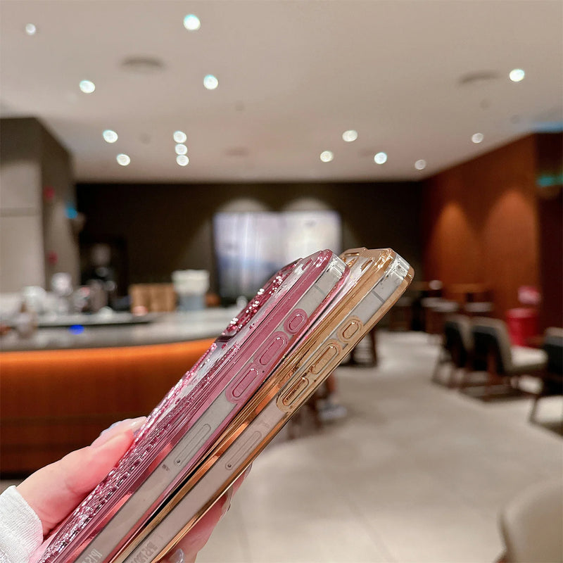 ANYMOB iPhone Case Gold Luxury Swan Fashion Bling Glitter Protective Shockproof