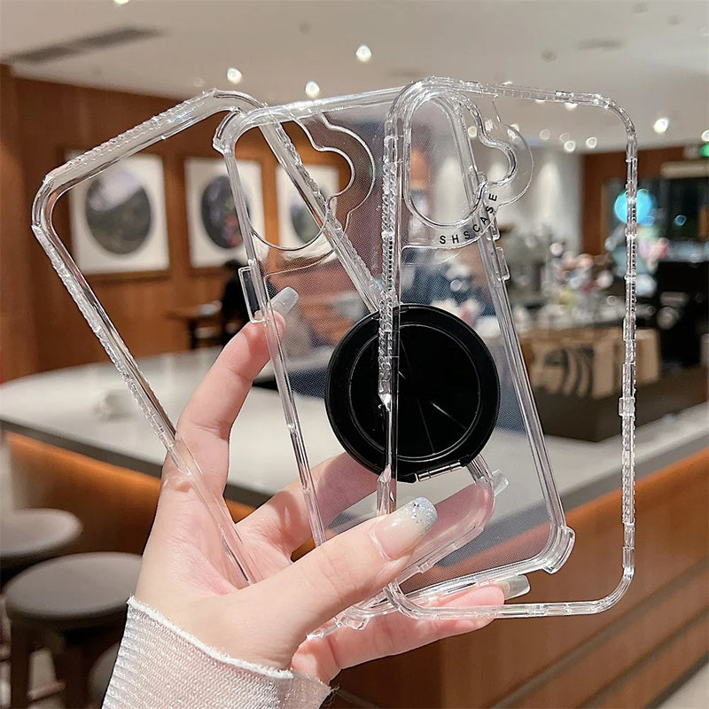 ANYMOB iPhone Case Black Magnetic Rotating Stand Lightweight Clear Rugged Cover