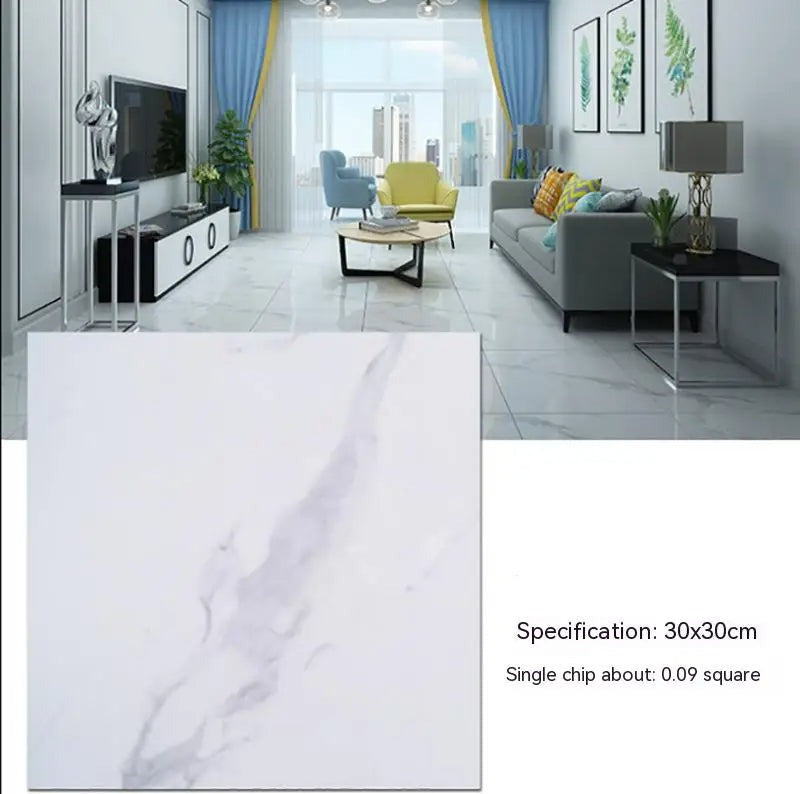 ANYHOUZ 10pcs White Smudge Vinyl Floor Tile Self-Adhesive 3D Waterproof