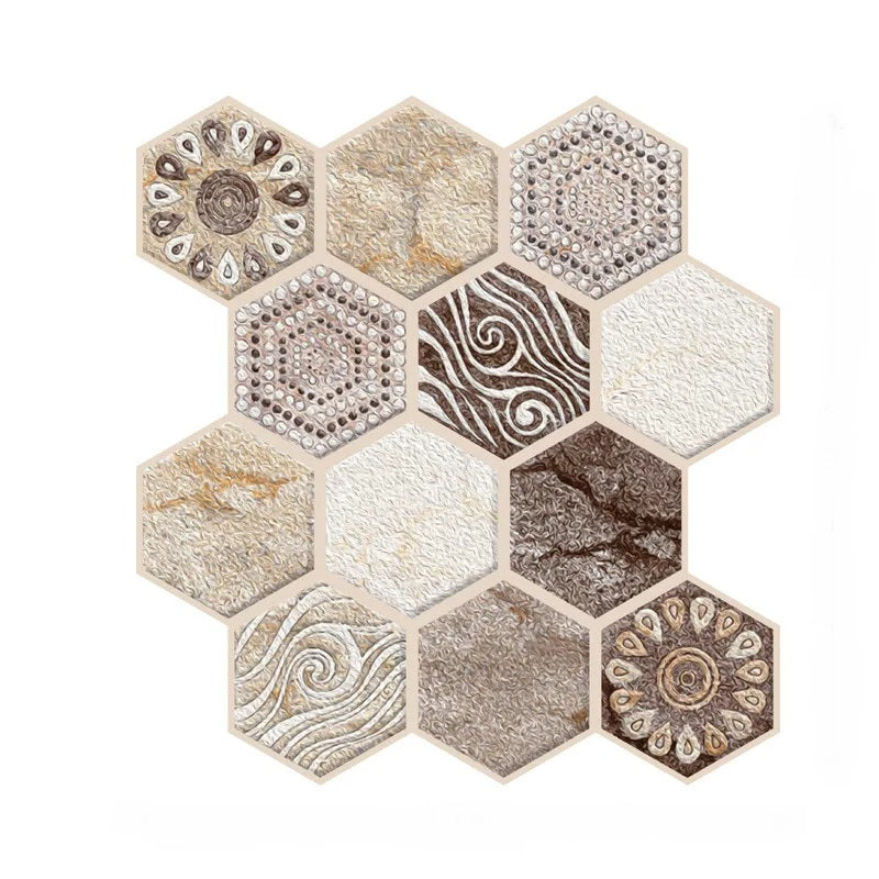 ANYHOUZ 10pcs Vinyl Wall Tile Hexagon Art Pattern 3D Waterproof