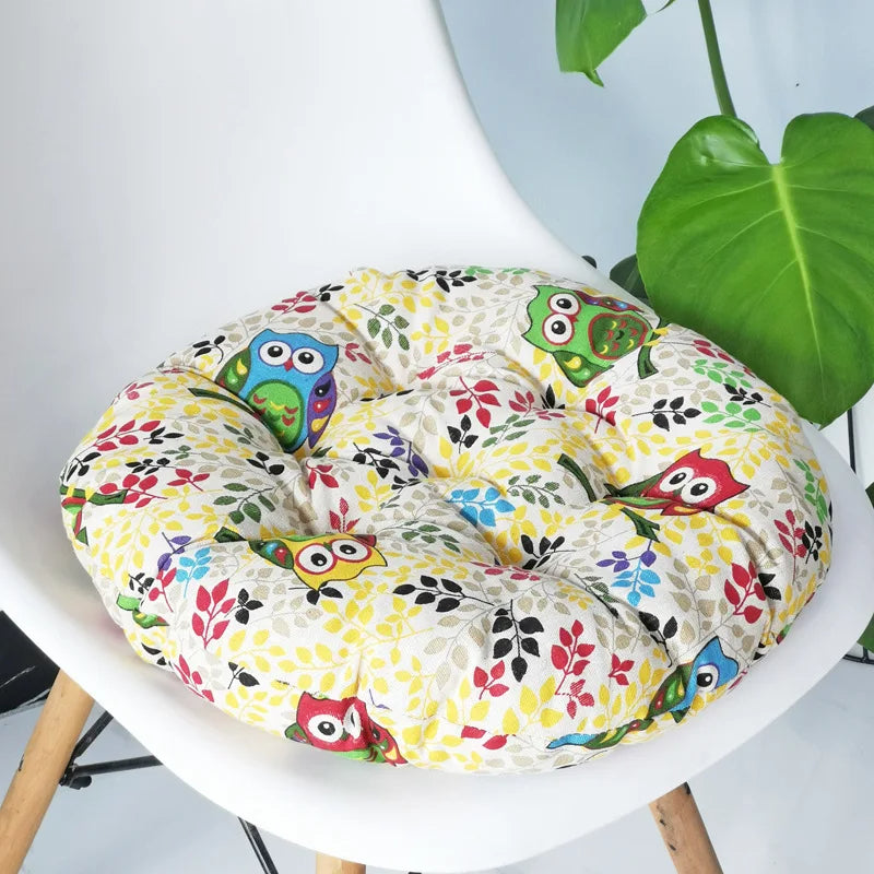 Anypillow Round Yellow Printed Chair Pad Seat Cushion