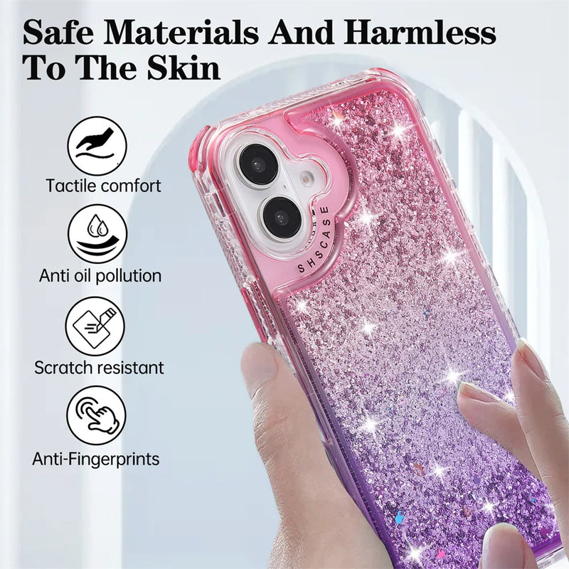 ANYMOB iPhone Case Pink Blue Luxury Gradient Quicksand Shockproof Defender Back Cover