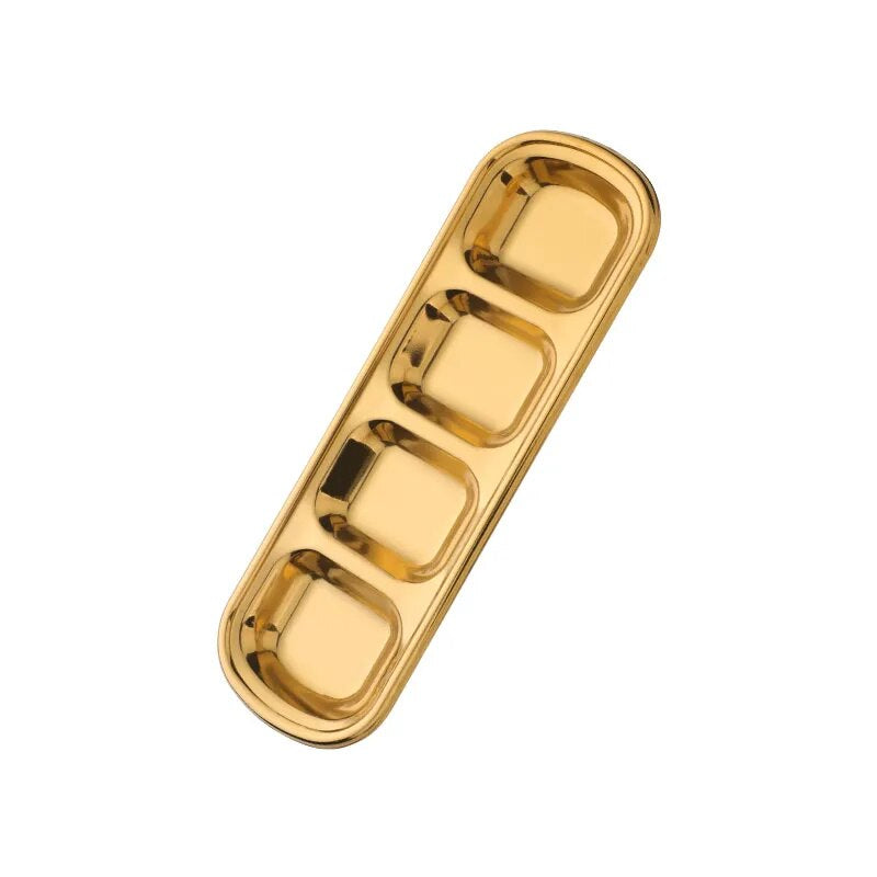 Anygleam Gold Stainless Steel 4 Grid Seasoning Sauce Dish Plates Dipping Kitchenware