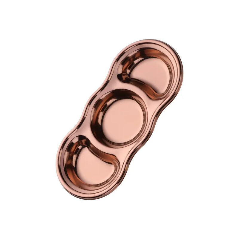 Anygleam Rose Gold Stainless Steel 3 Grid Seasoning Sauce Dish Plates Dipping Kitchenware