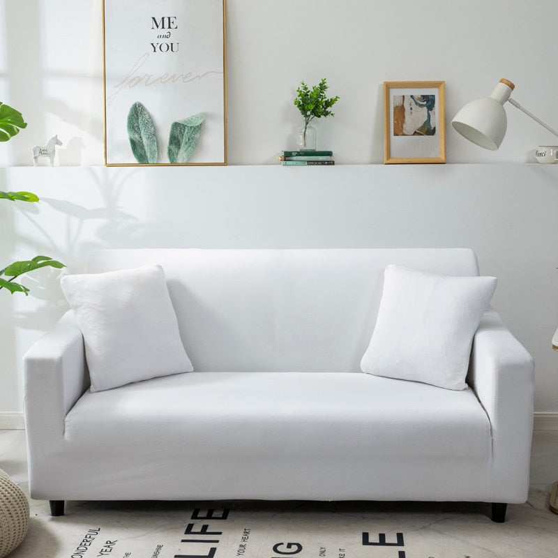 Anyseat 3 Seater Sofa Cover Plain White Style and Protection For Living Room Sofa Chair Elastic Stretchable Slipcover