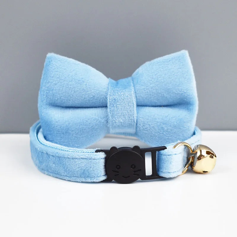ANYWAGS Cat Collar Aqua Blue Bow Small with Safety Buckle, Bell, and Durable Strap Stylish and Comfortable Pet Accessor