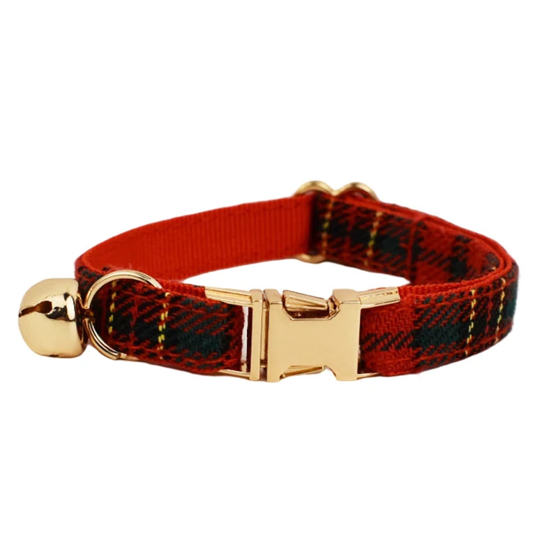 ANYWAGS Cat Collar Checked Red Large with Safety Buckle, Bell, and Durable Strap Stylish and Comfortable Pet Accessory